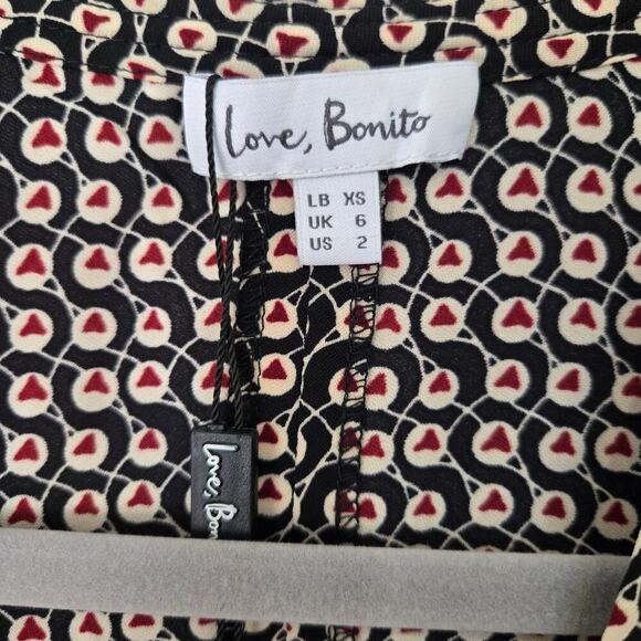 NWT Love, Bonito Geometric Print Wrap Dress Midi Size 2 - Picture 2 of 10